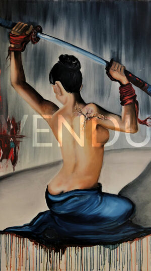 "Sabre et Tatouage" huile sur toile dimensions 89 x 100