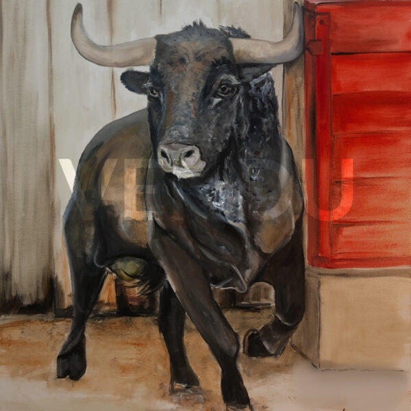 Série Toro “Toro entre dans l’arène” huile sur toile dimensions 81 x 100