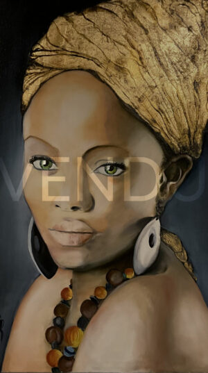 Série l'Afrique "Africaine une nuit d'hiver" huile sur toile dimensions 80 x 100