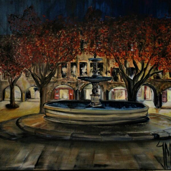 "Places aux herbes Uzès" huile sur toile