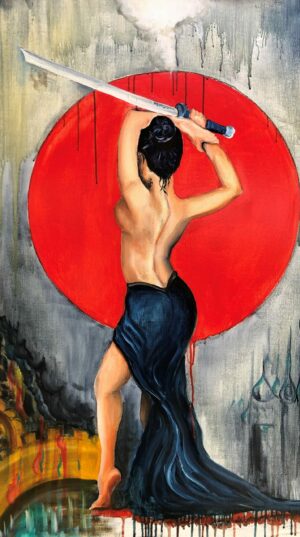Série L'Asie "Lune Rouge" huile sur toile dimensions 80 x 100 Série L'Asie "Lune Rouge" huile sur toile dimensions 80 x 100