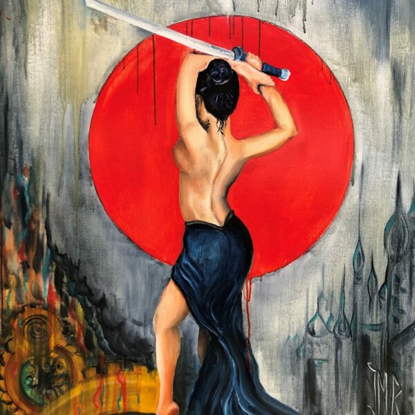 Série L'Asie "Lune Rouge" huile sur toile dimensions 80 x 100