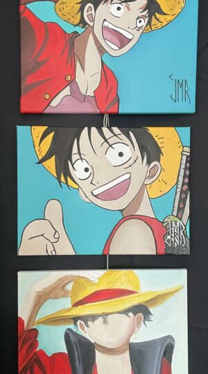3 tableaux One piece acrylique sur toile 30 x 40 3 tableaux One piece acrylique sur toile 30 x 40